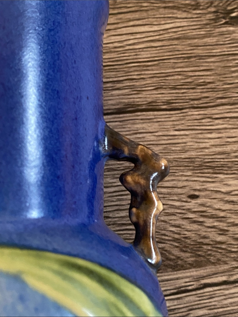 Vintage Blue Roseville Vase with Pinecone Accents 839-6 - Picture 14 of 16